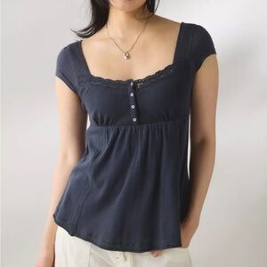 NWOT Urban Outfitters BDG Sawyer Lace Trim Babydoll top black size small